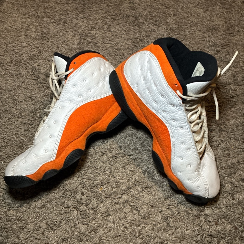 Jordan Men's White and Orange High-Top Sneakers - Picture 3 of 4